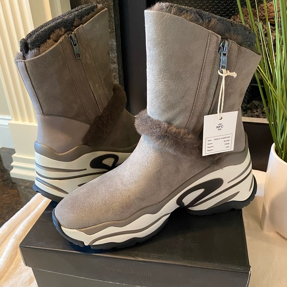 ✨NEW✨ASH BLAKE SHEARING HIGH TOP SNEAKER BOOTIES - Picture 1 of 10